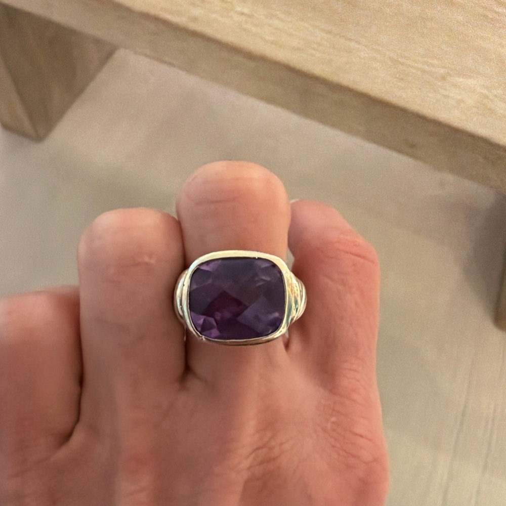 AUTHENTIC David Yurman Amethyst Silver and Gold Ring